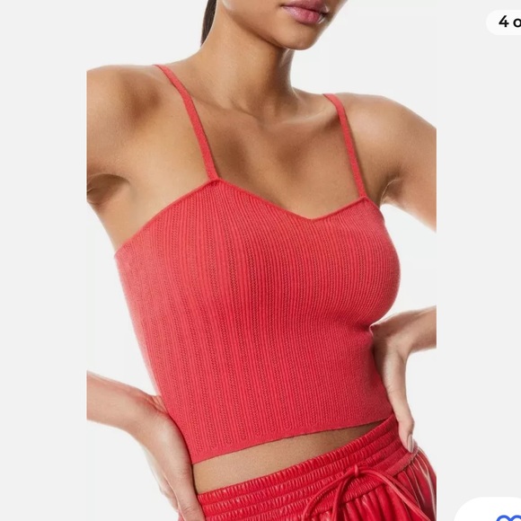 Alice + Olivia Lauretta Cami Knit Tank Top In Bright Poppy (red) Size Medium - Picture 5 of 16